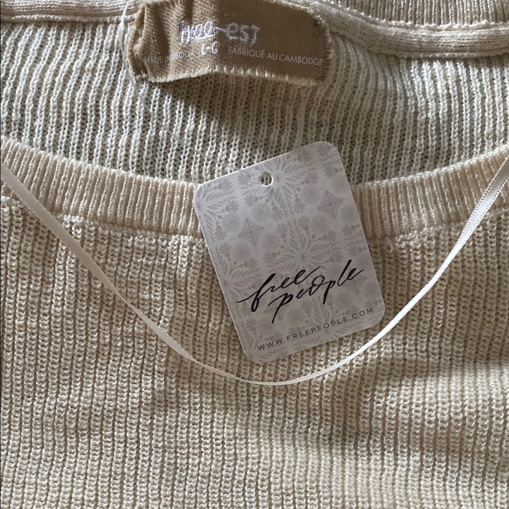 BNWT-Free People Cream Ribbed Knit Sweater